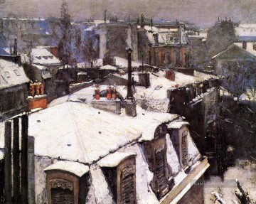  schnee - Rooftops Unter Schnee Gustave Caillebotte